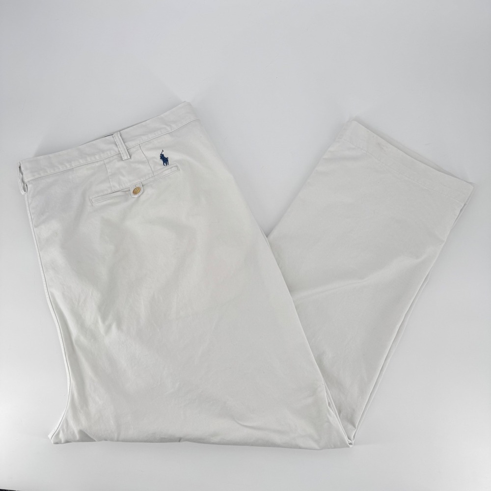 Polo Ralph Lauren Stretch Classic Fit Chino Pants Mens 52B x 32 Cream Big & Tall